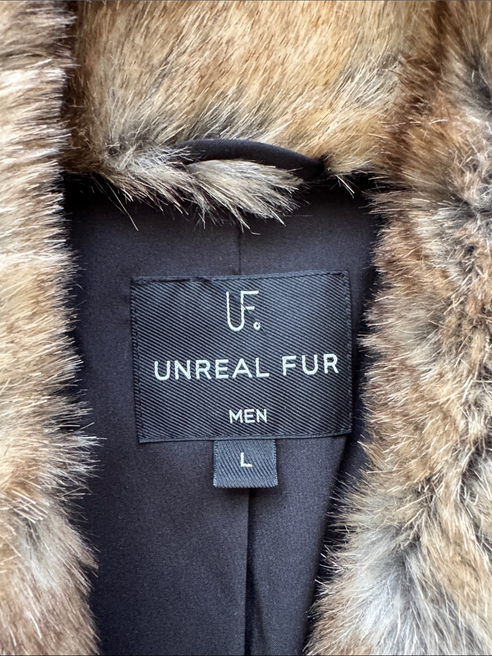 Unreal Fur Lupin Blazer Faux Fur Coat Brown Men’s Large Certified Vegan - Picture 3 of 11